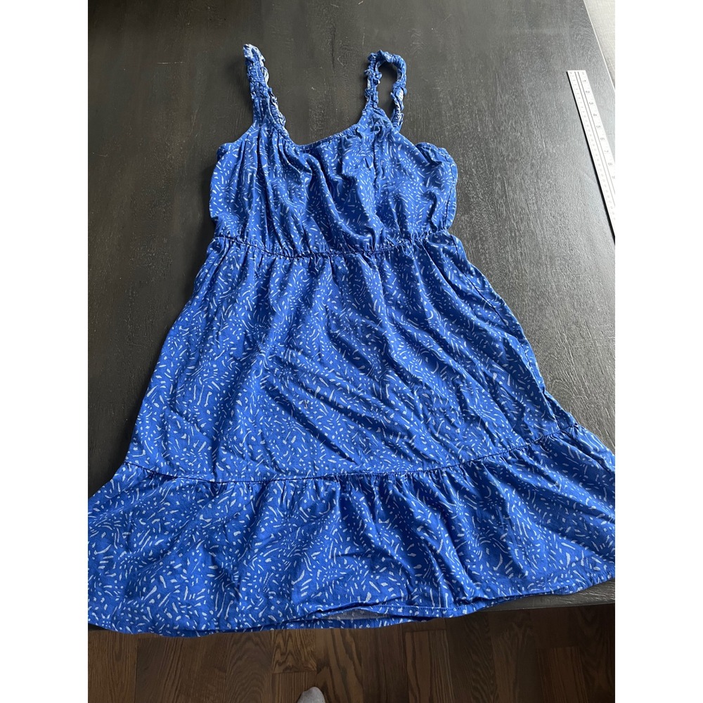 Banana Republic Blue White Abstract Print Ruffle Strap Sundress Small‎